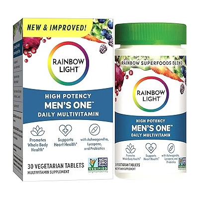 Rainbow Light Multivitamin for Men, Vitamin C, D & Zinc, Probiotics, Men's One Multivitamin Provides High Potency Immune Support, Non-GMO, Vegetarian, 30 Tablets