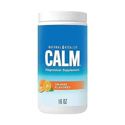 Natural Vitality Calm, Magnesium Citrate Supplement, Anti-Stress Drink Mix Powder, Gluten Free, Vegan, & Non-GMO, Orange, 16 oz